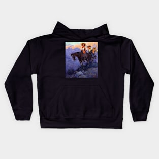 Man and Woman on Horses by Frederic Anderson Kids Hoodie